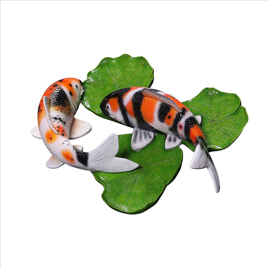 Yin Yang Perfect Balance Asian Koi Fishes Wall Sculpture