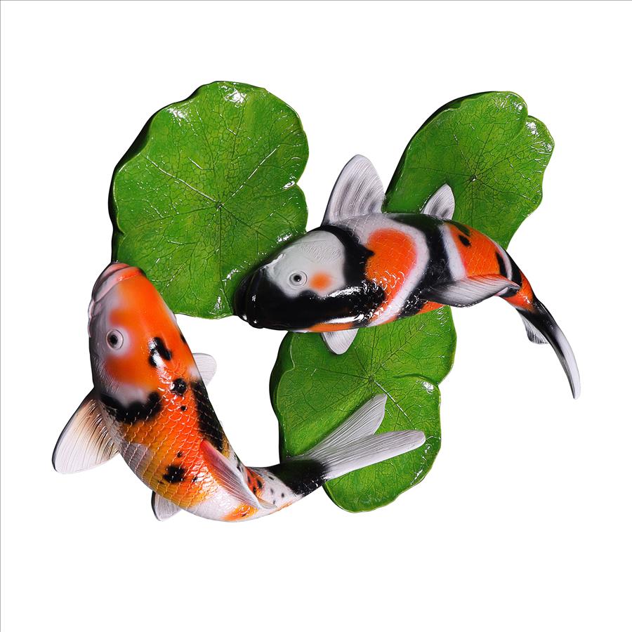 Yin Yang Perfect Balance Asian Koi Fishes Wall Sculpture