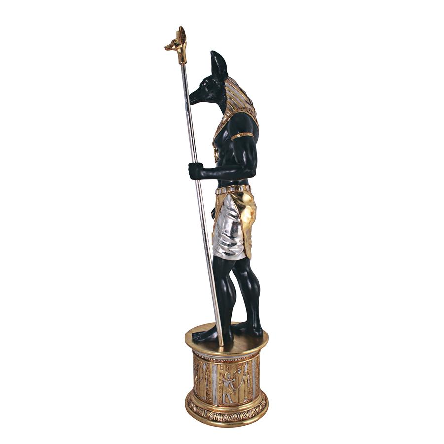 The Egyptian Grand Ruler Collection: Life-Size Anubis Statue atop a Temple Column Mount