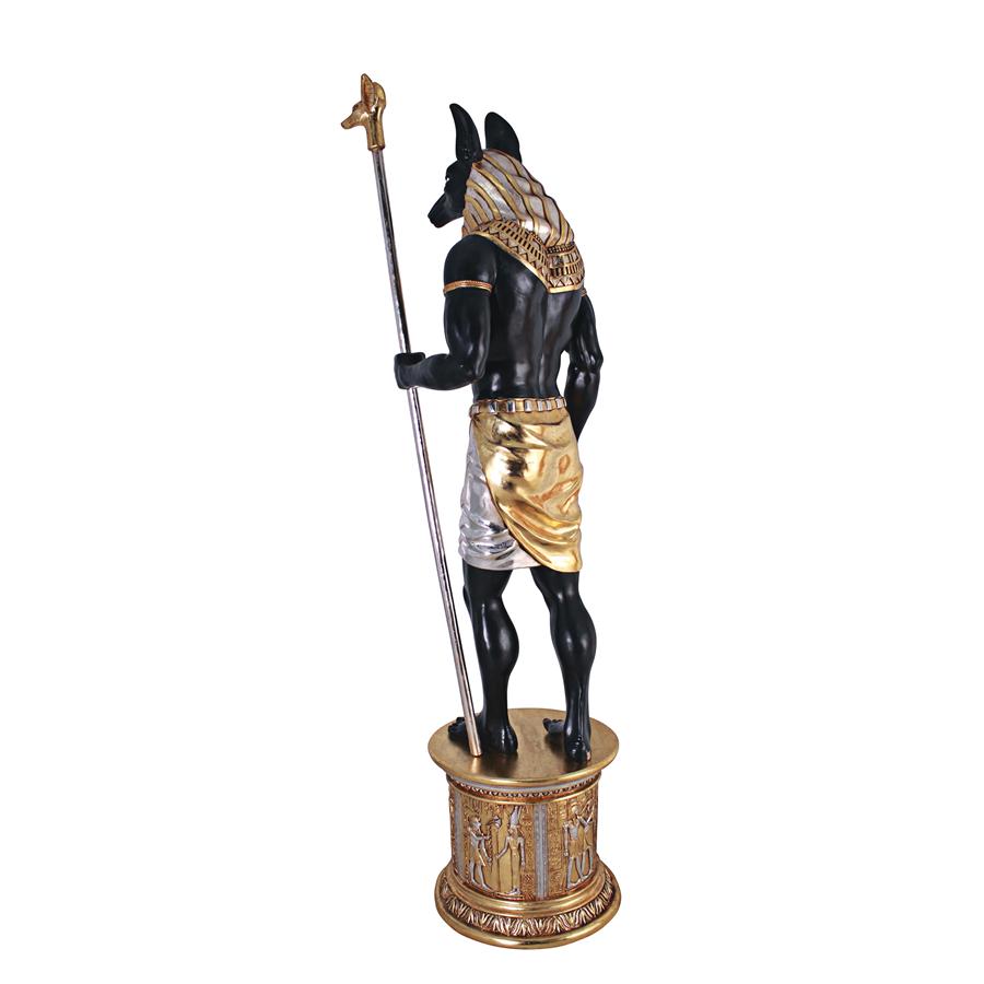 The Egyptian Grand Ruler Collection: Life-Size Anubis Statue atop a Temple Column Mount