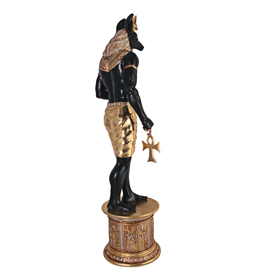 The Egyptian Grand Ruler Collection: Life-Size Anubis Statue atop a Temple Column Mount