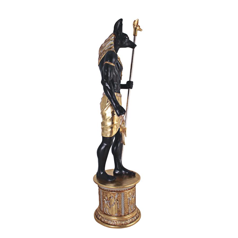 The Egyptian Grand Ruler Collection: Life-Size Anubis Statue atop a Temple Column Mount