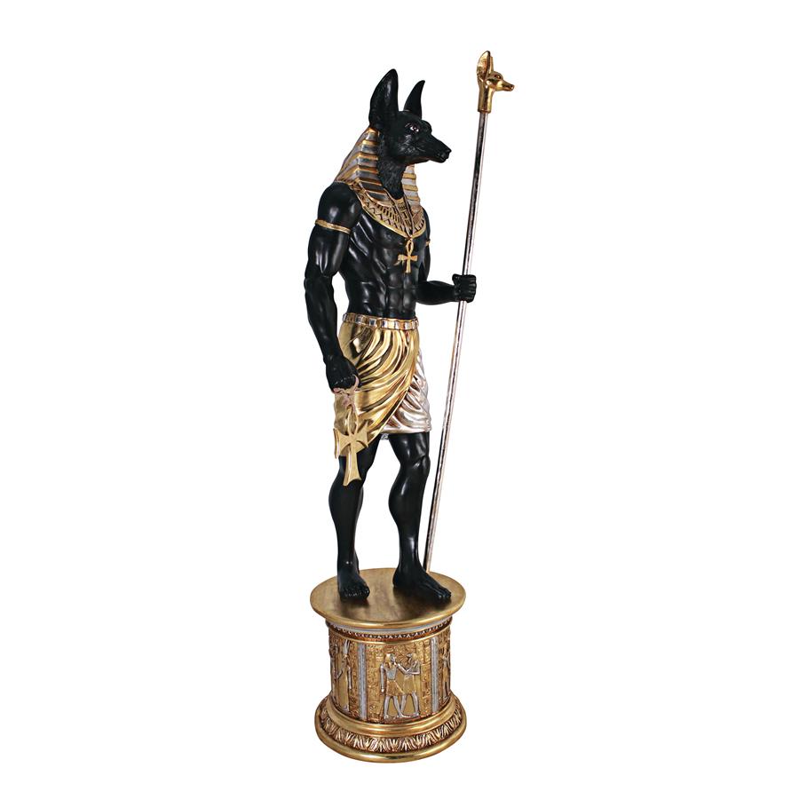 The Egyptian Grand Ruler Collection: Life-Size Anubis Statue atop a Temple Column Mount