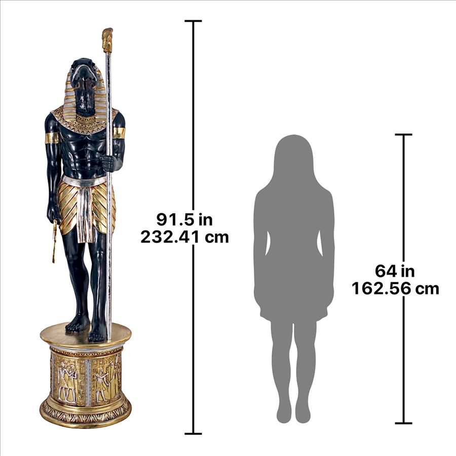 The Egyptian Grand Ruler Collection: Life-Size Horus Statue atop a Temple Column Mount