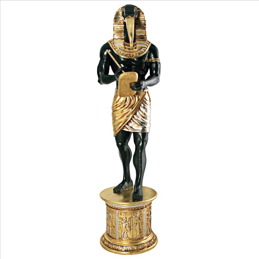 The Egyptian Grand Ruler Collection: Life-Size Thoth Statue atop a Temple Column Mount