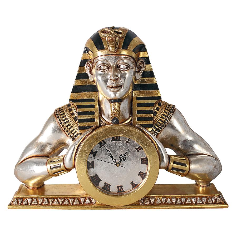 Temple of Heliopolis Egyptian Mantel Clock Statue