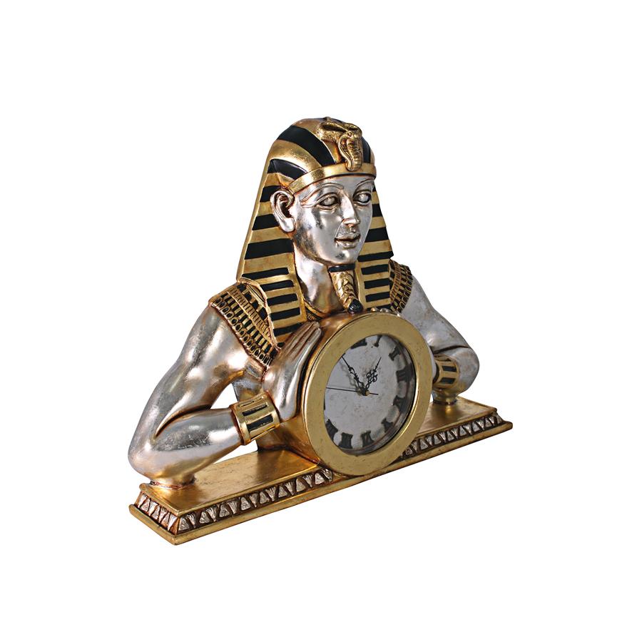 Temple of Heliopolis Egyptian Mantel Clock Statue