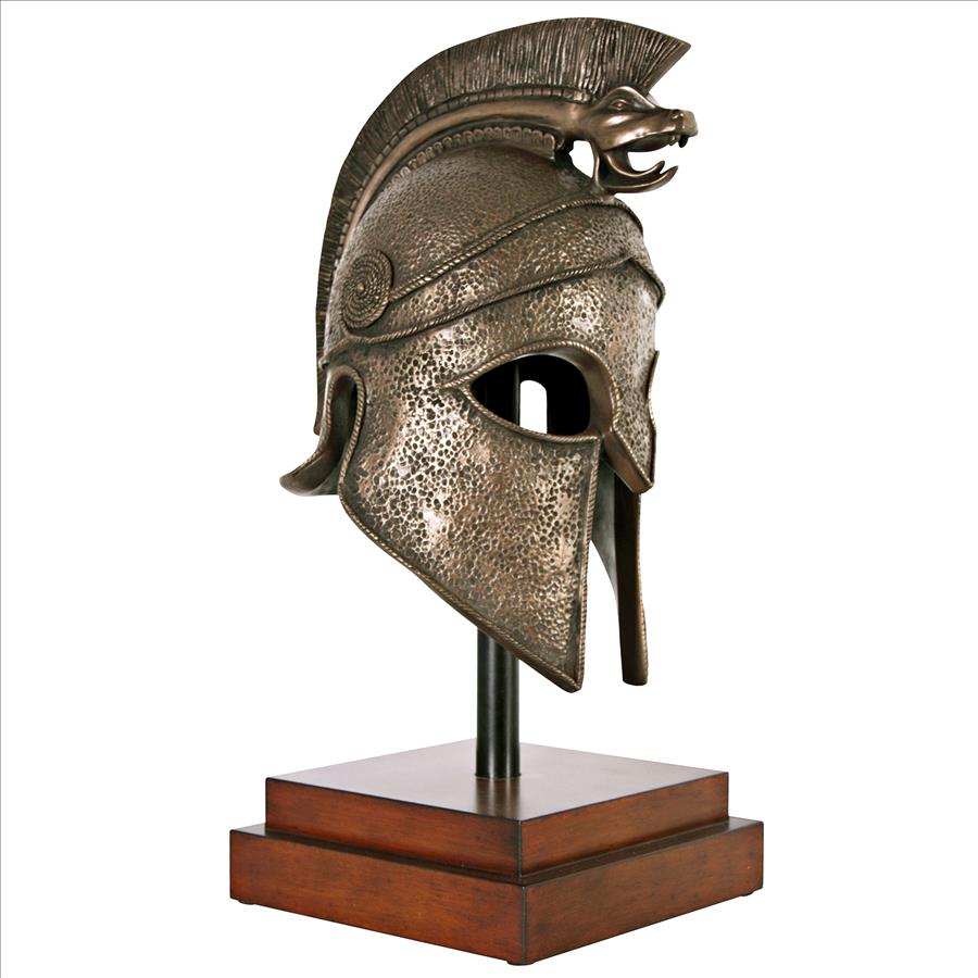 Macedonian Battle Helmet on Museum Mount Statue