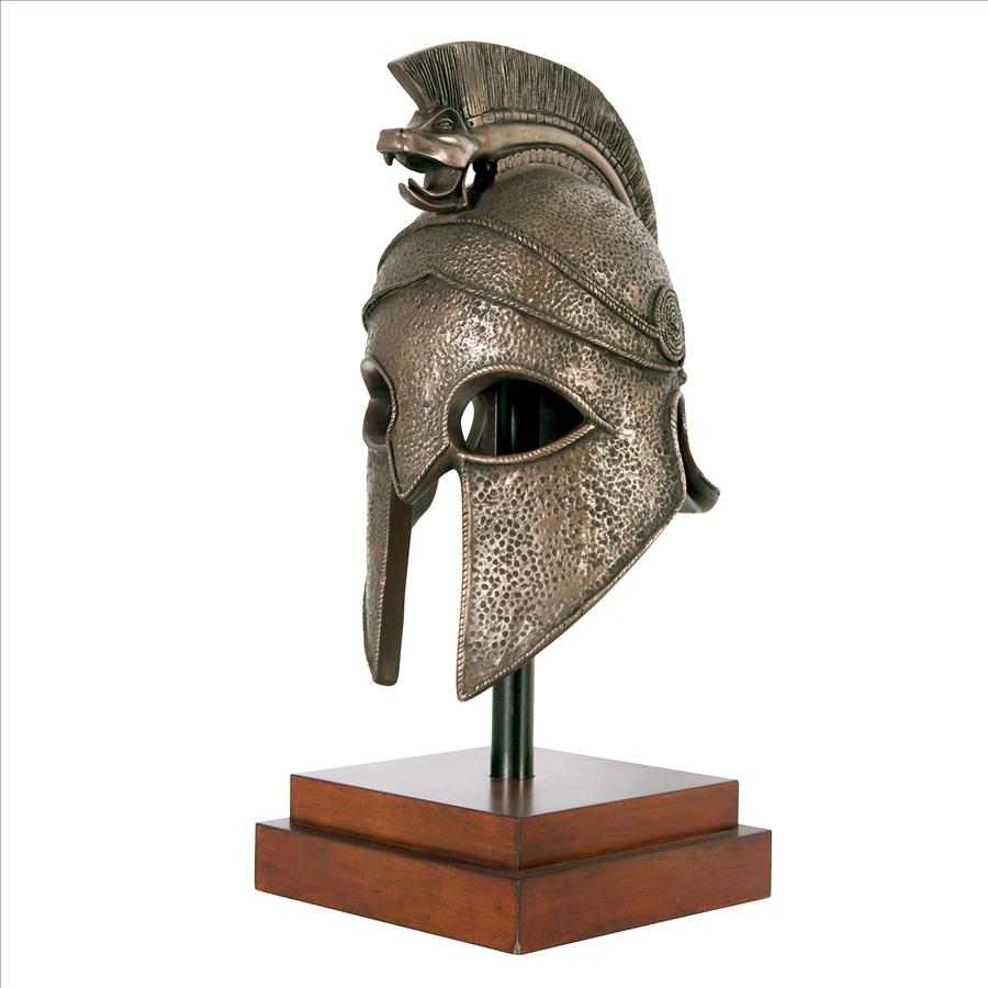 Macedonian Battle Helmet on Museum Mount Statue