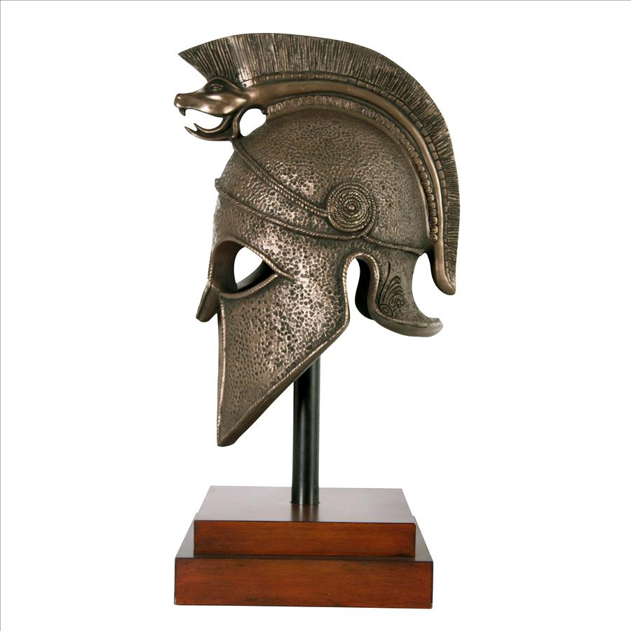 Macedonian Battle Helmet on Museum Mount Statue