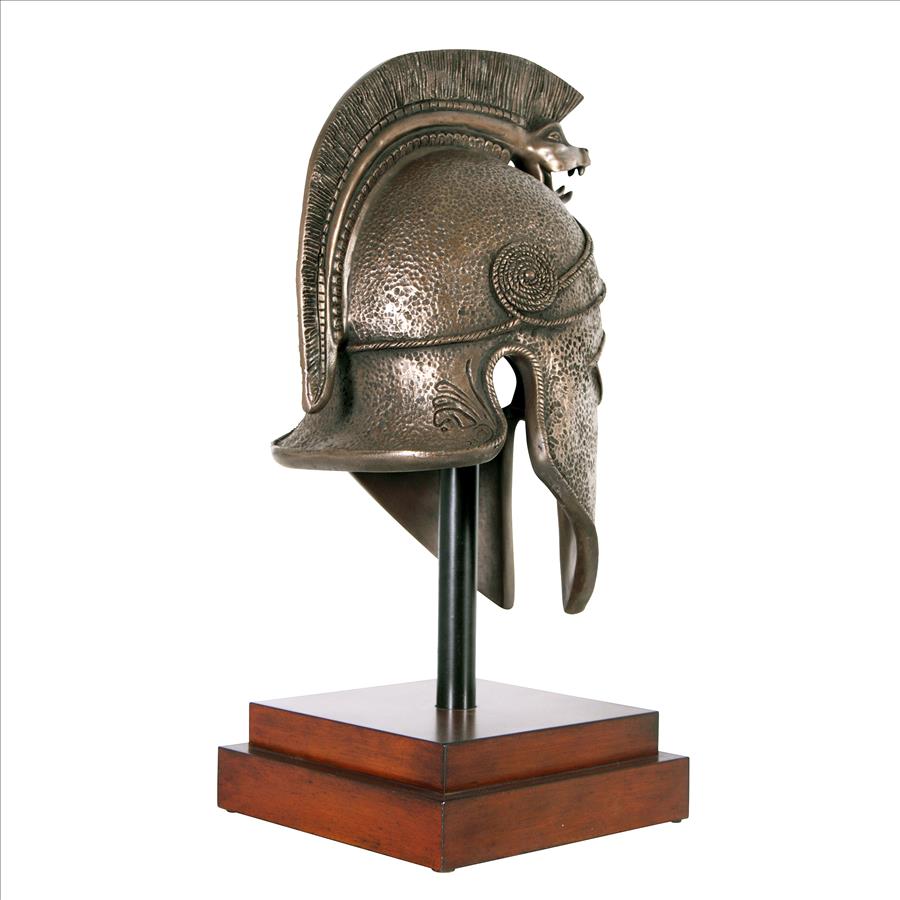 Macedonian Battle Helmet on Museum Mount Statue