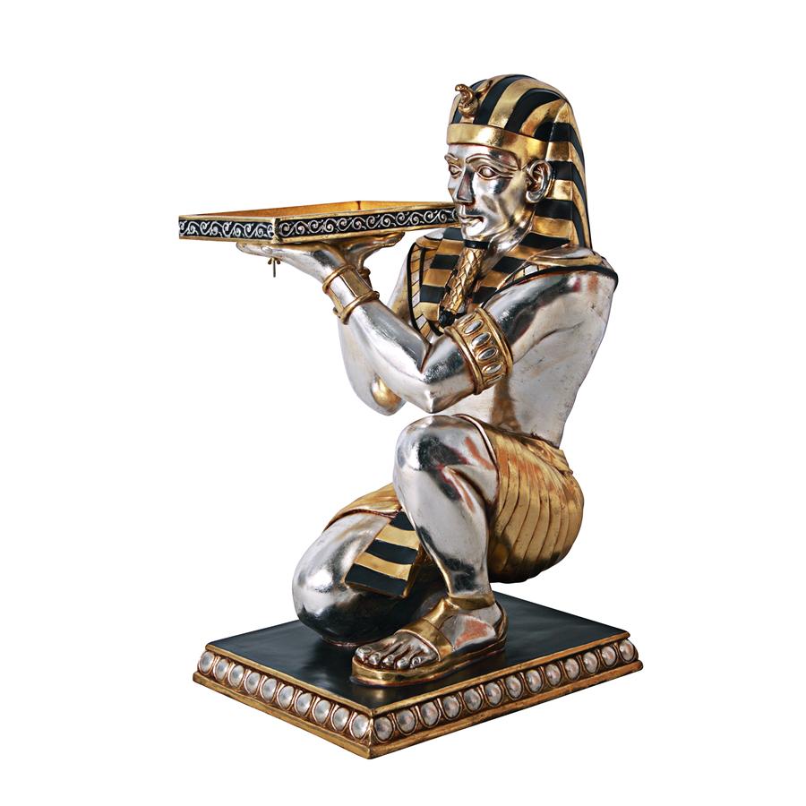 Egyptian Pharaoh's Kneeling Servant: Egyptian Side Table Statue