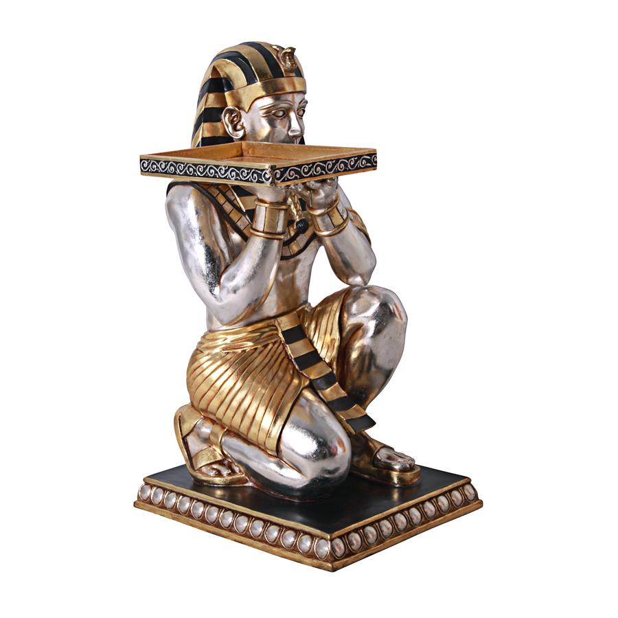 Egyptian Pharaoh's Kneeling Servant: Egyptian Side Table Statue