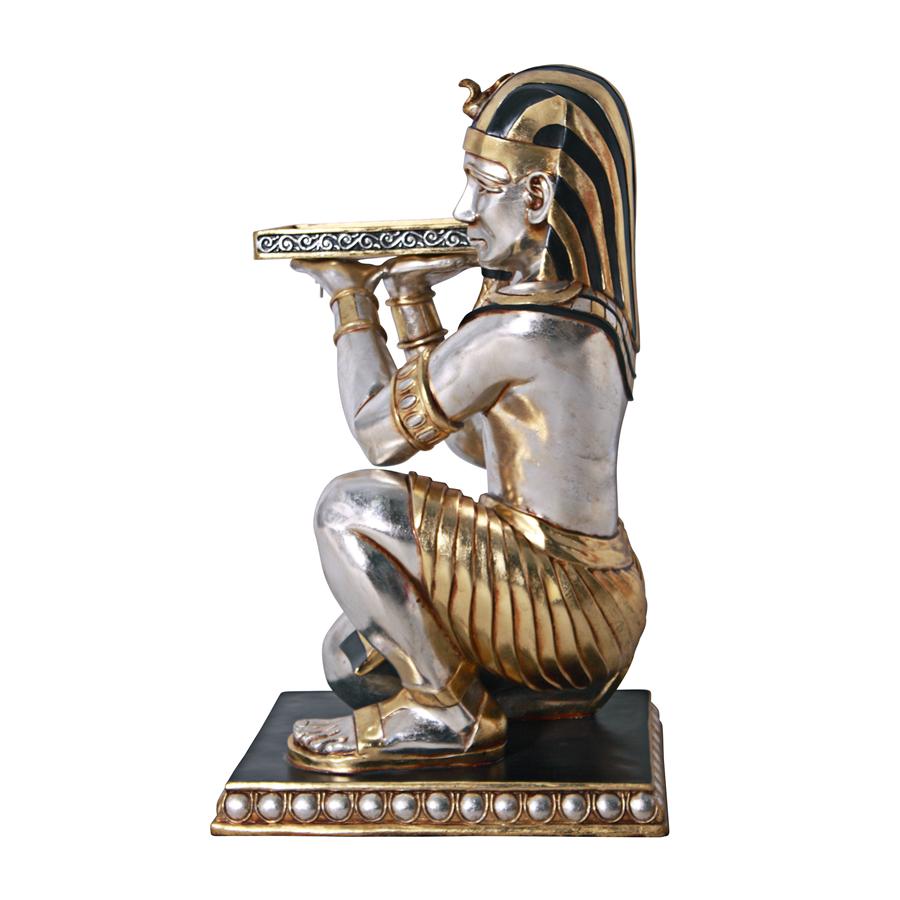 Egyptian Pharaoh's Kneeling Servant: Egyptian Side Table Statue