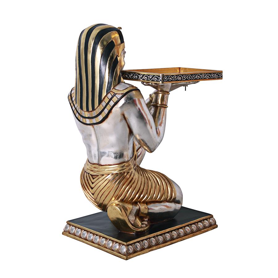 Egyptian Pharaoh's Kneeling Servant: Egyptian Side Table Statue