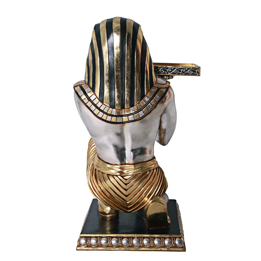 Egyptian Pharaoh's Kneeling Servant: Egyptian Side Table Statue