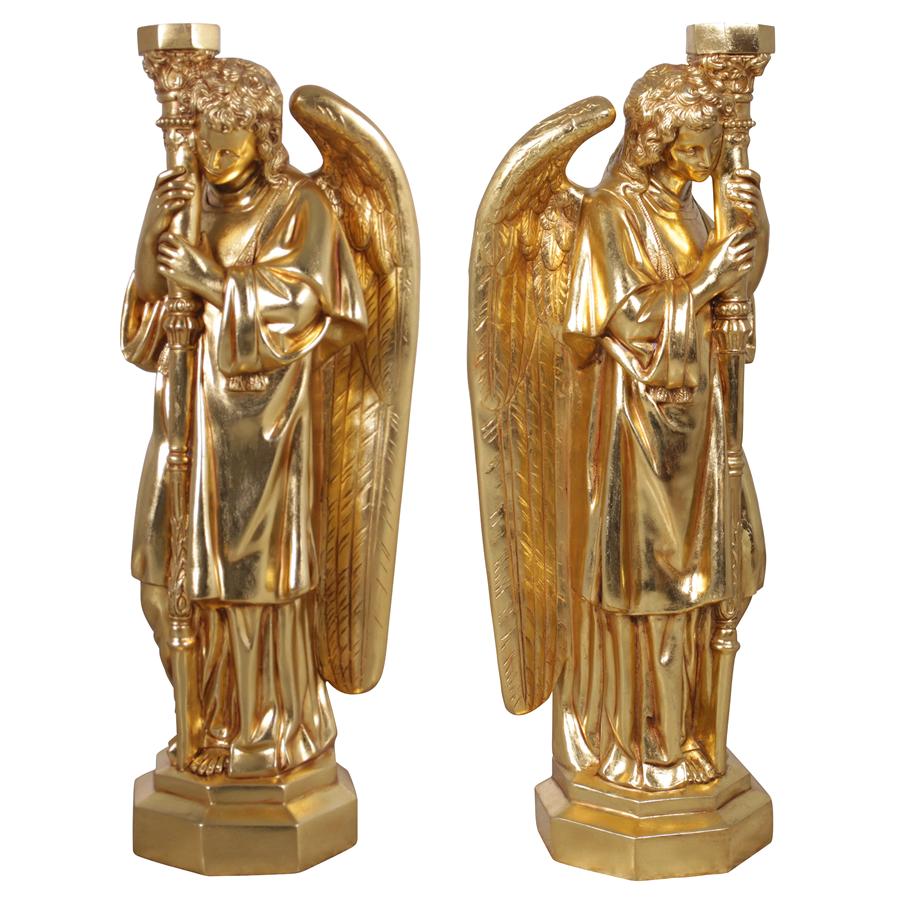 Padova Golden Guardian Angel Statues: Set of Two