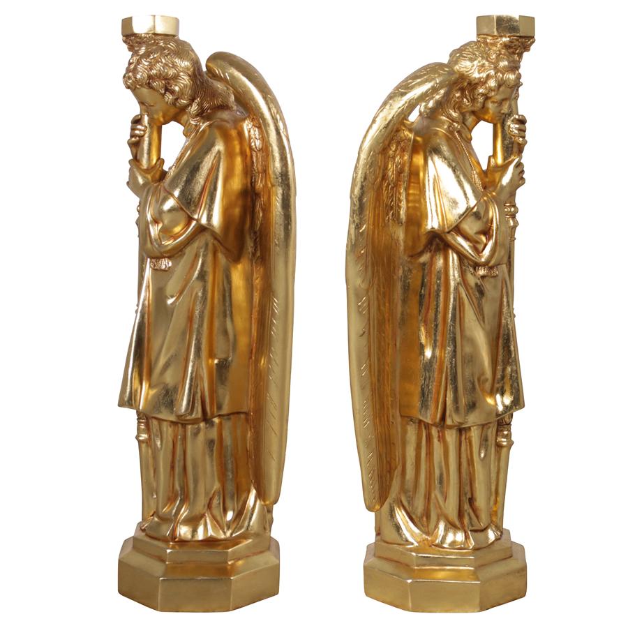 Padova Golden Guardian Angel Statues: Set of Two