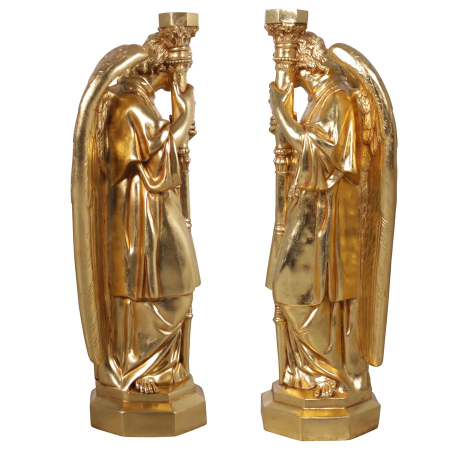 Padova Golden Guardian Angel Statues: Set of Two