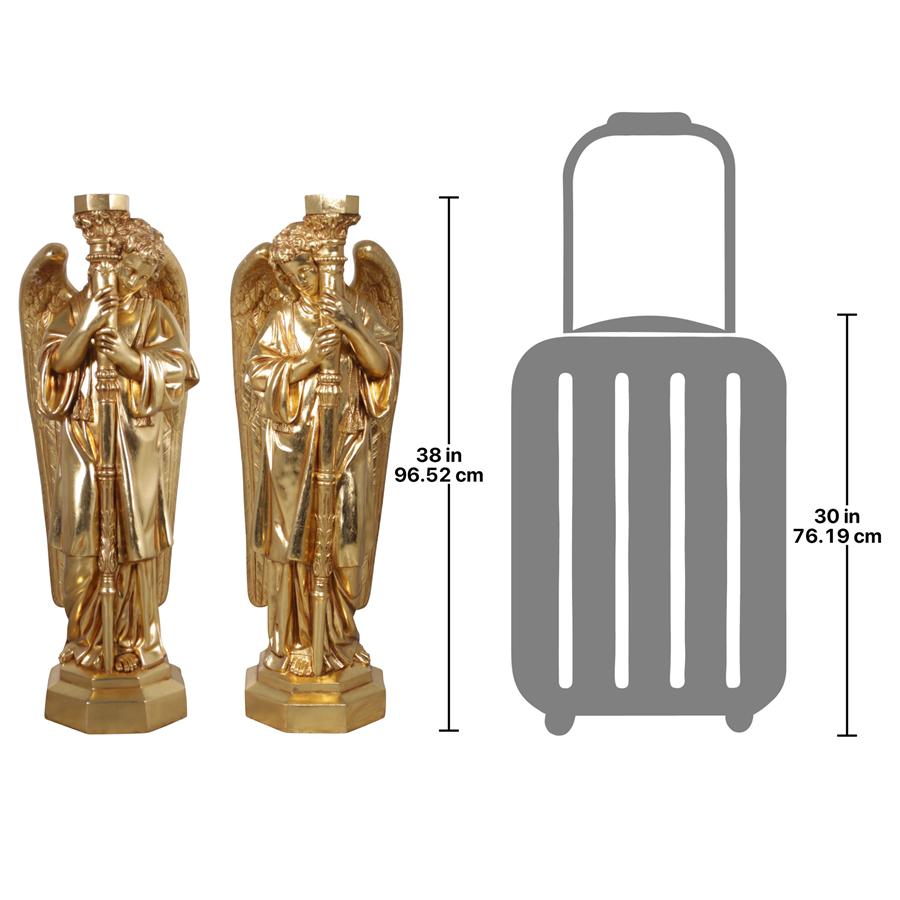 Padova Golden Guardian Angel Statues: Set of Two