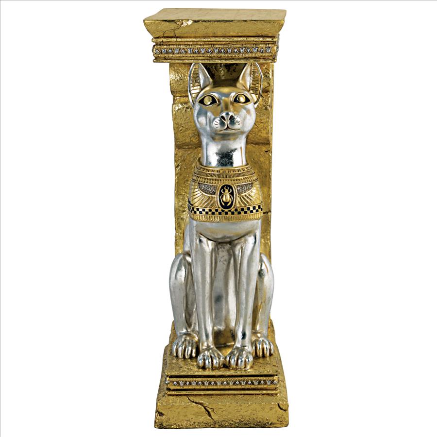 Egyptian Cat Goddess Bastet Pedestal Statue: Each