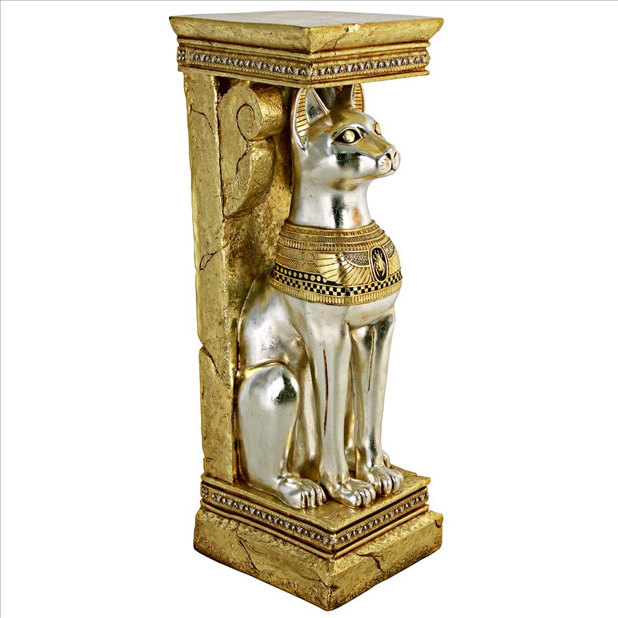 Egyptian Cat Goddess Bastet Pedestal Statue: Each