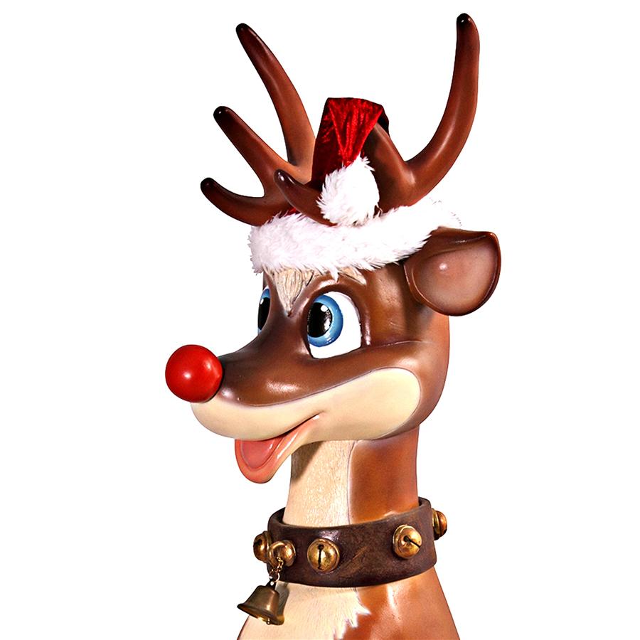 Santa's Red-Nosed Christmas Reindeer Statue: Sitting Large