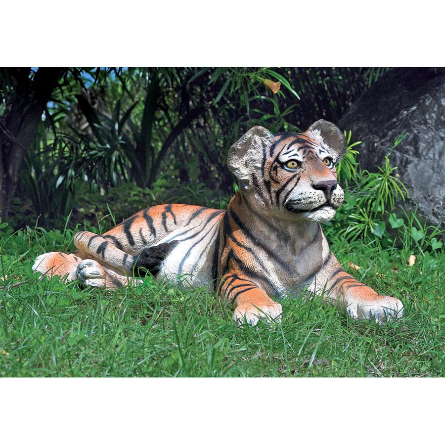 The Grand-Scale Lying Down Bengal Tiger Cub Statue