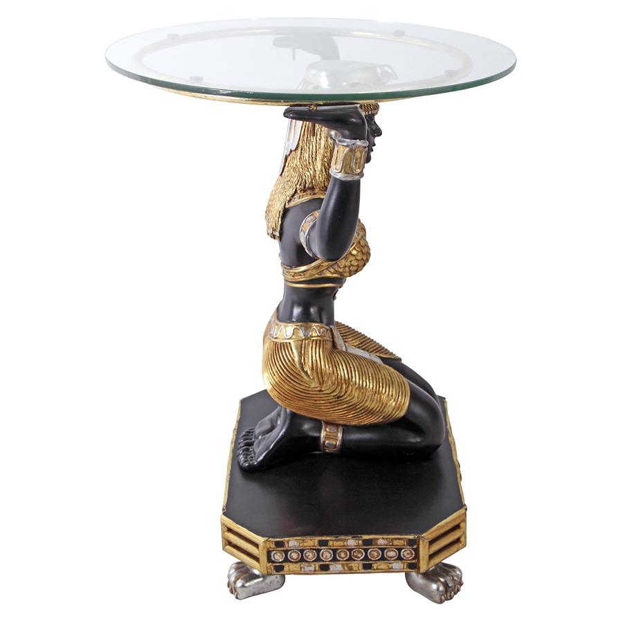 Egyptian Goddess Ma'at: Glass-Topped Console Table