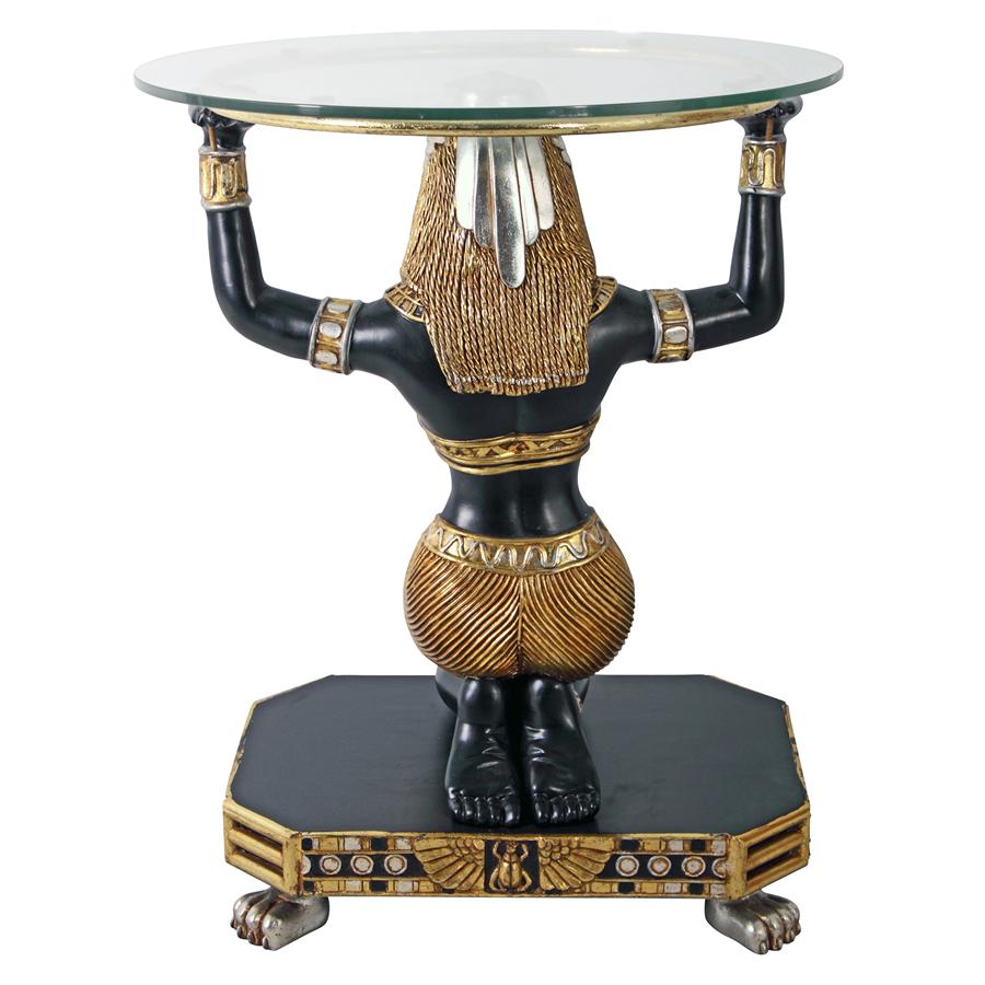 Egyptian Goddess Ma'at: Glass-Topped Console Table