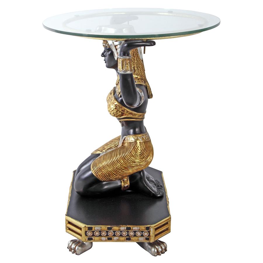 Egyptian Goddess Ma'at: Glass-Topped Console Table