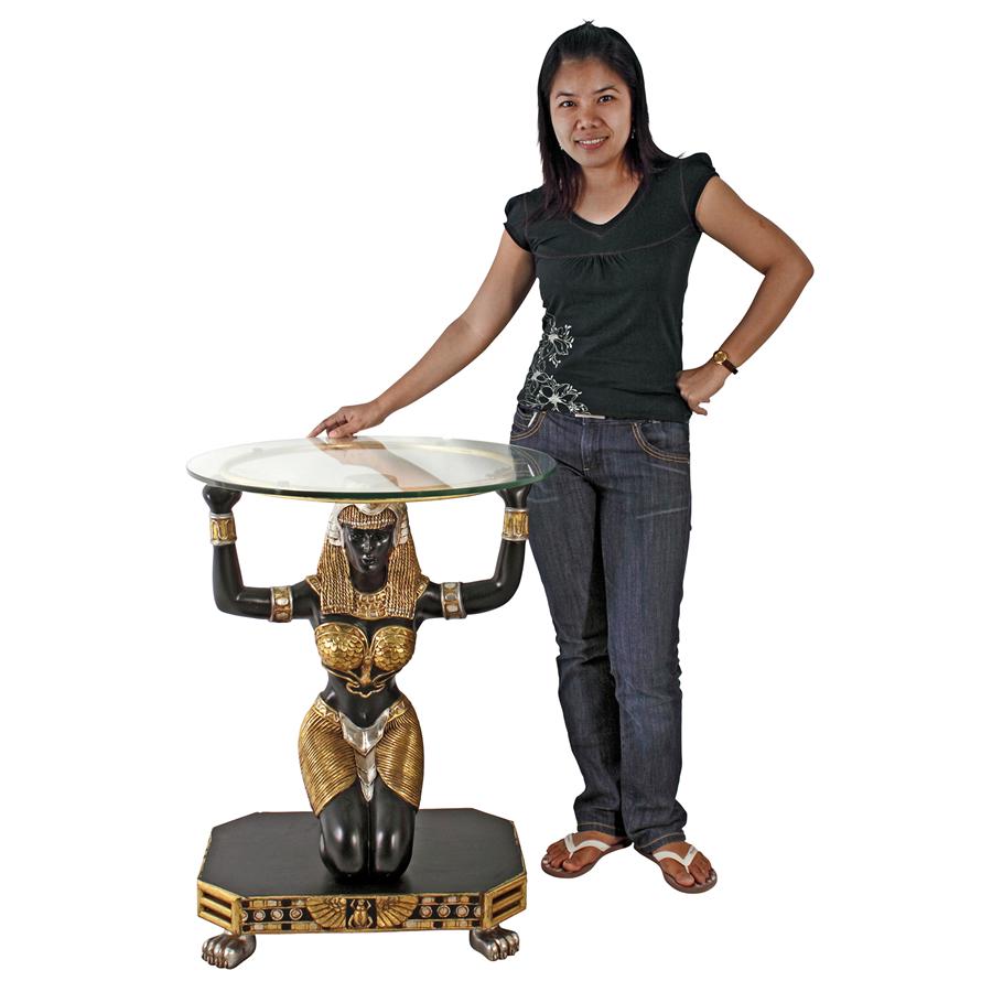 Egyptian Goddess Ma'at: Glass-Topped Console Table