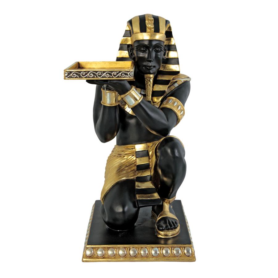 Egyptian Pharaoh's Kneeling Nubian Servant: Egyptian Side Table Statue