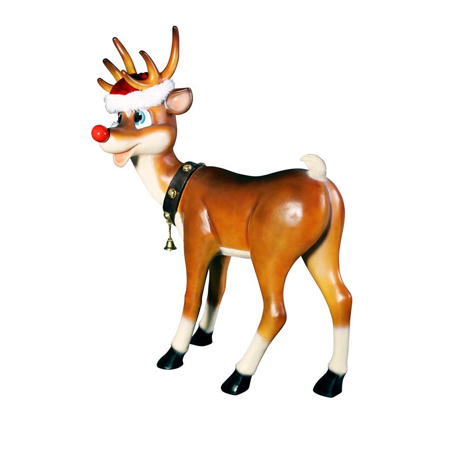 Santa's Red-Nosed Christmas Reindeer Statue: Standing Large