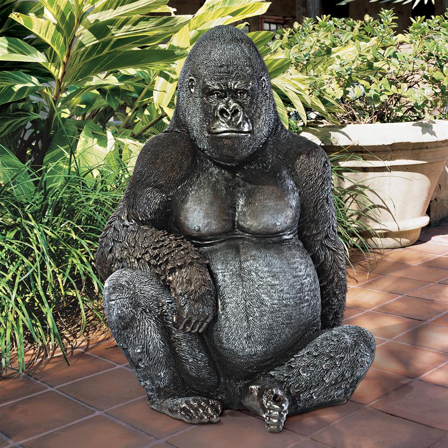 Black-back Western Lowland Gorilla Giant Great Ape Statue