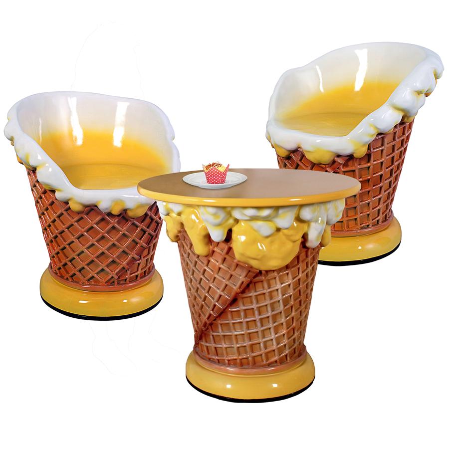 Ice Cream Parlor Sculptural Table and Chairs Set