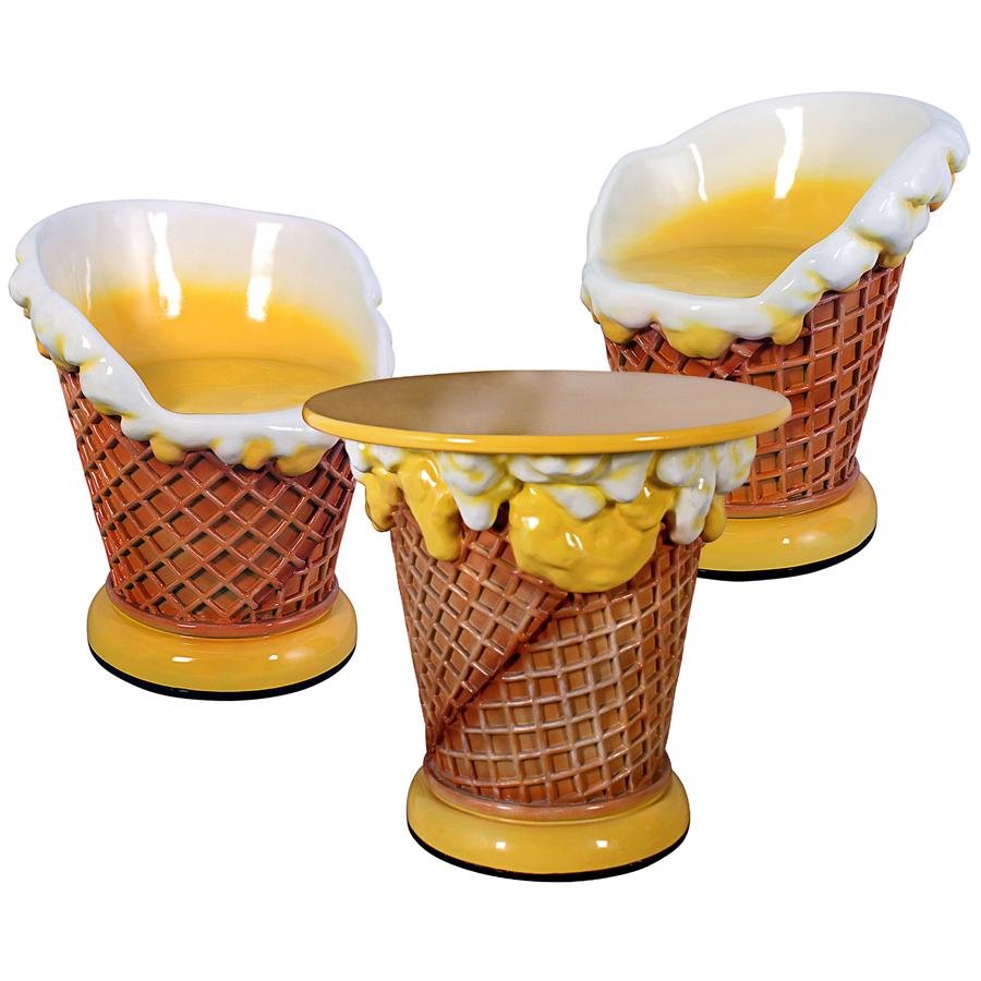 Ice Cream Parlor Sculptural Table and Chairs Set