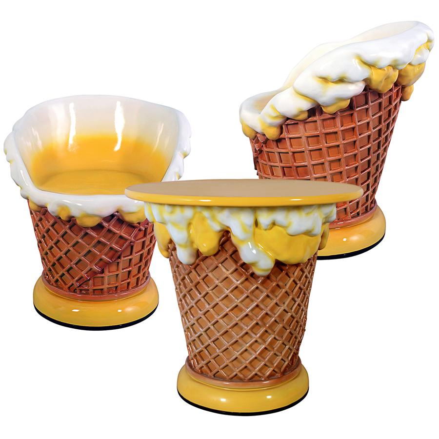 Ice Cream Parlor Sculptural Table and Chairs Set