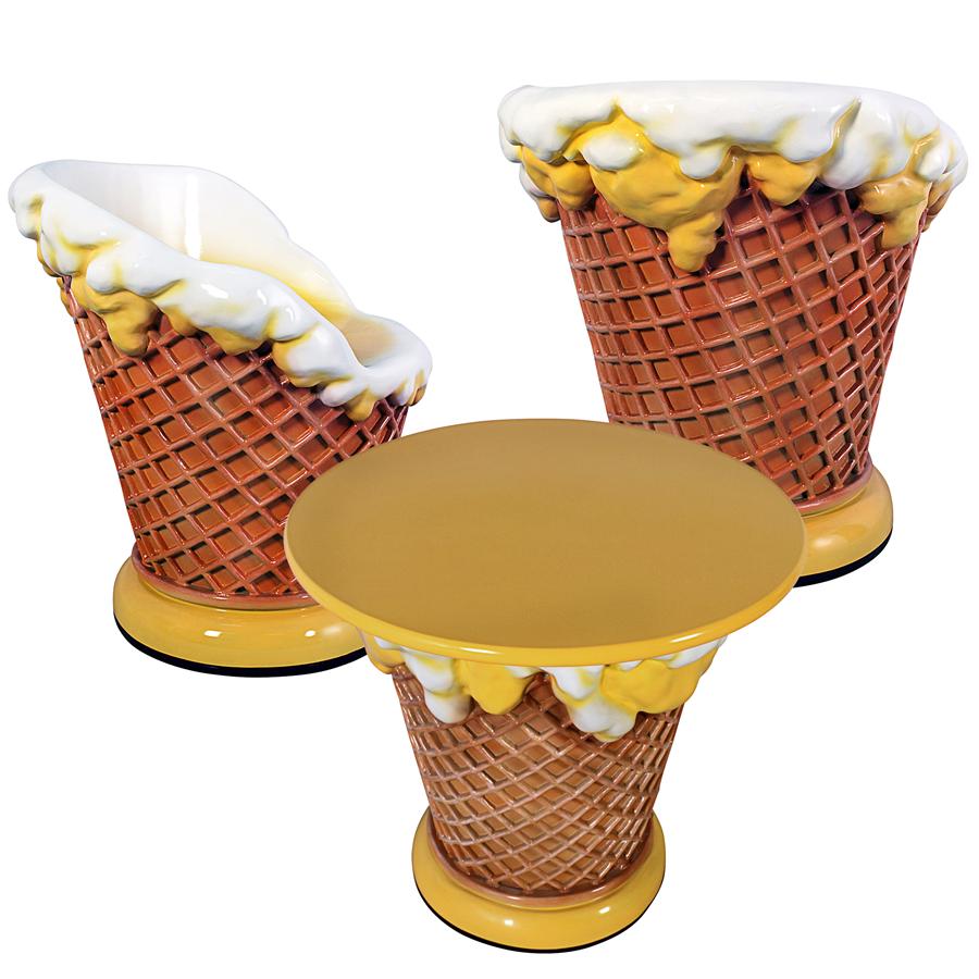 Ice Cream Parlor Sculptural Table and Chairs Set