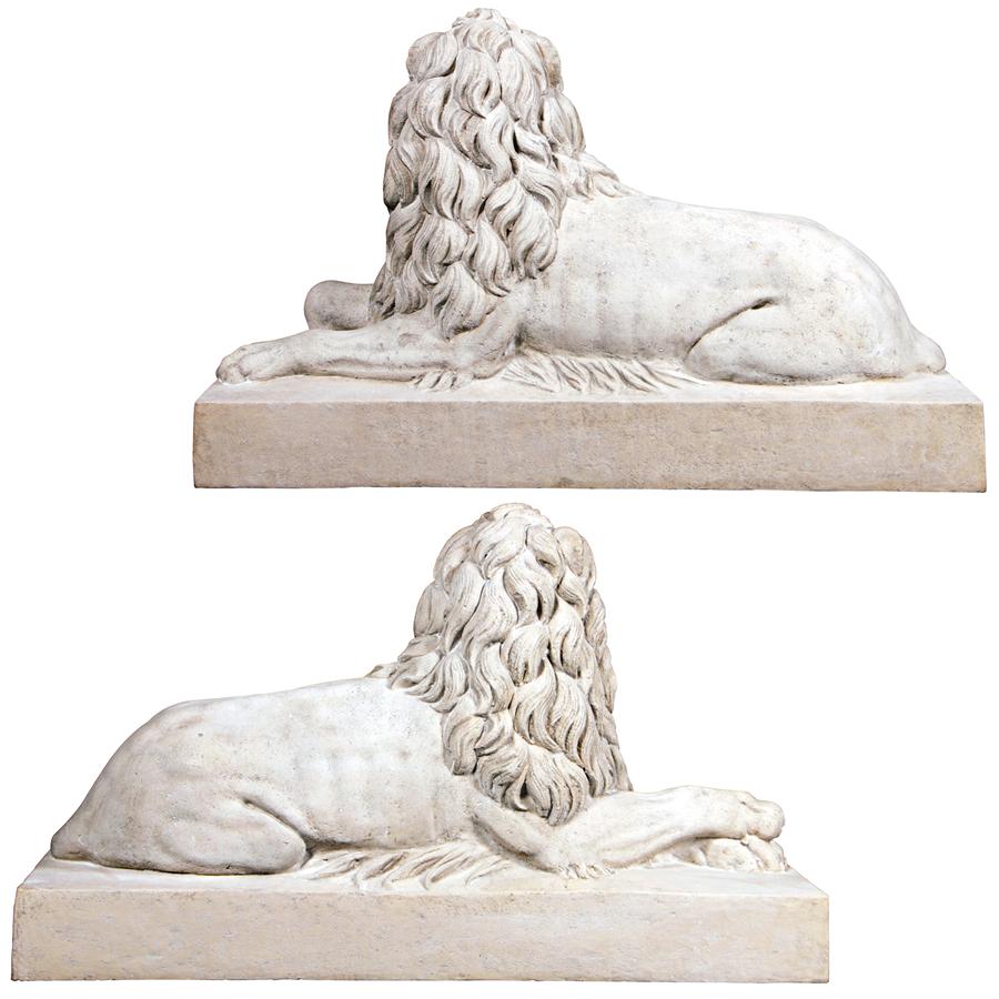 Castle Courtyard Lion Sentinel Statues: Set of Two