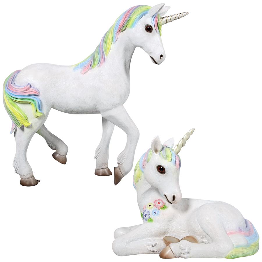 Shimmer and Sparkle the Magical Mystical Unicorn Statues