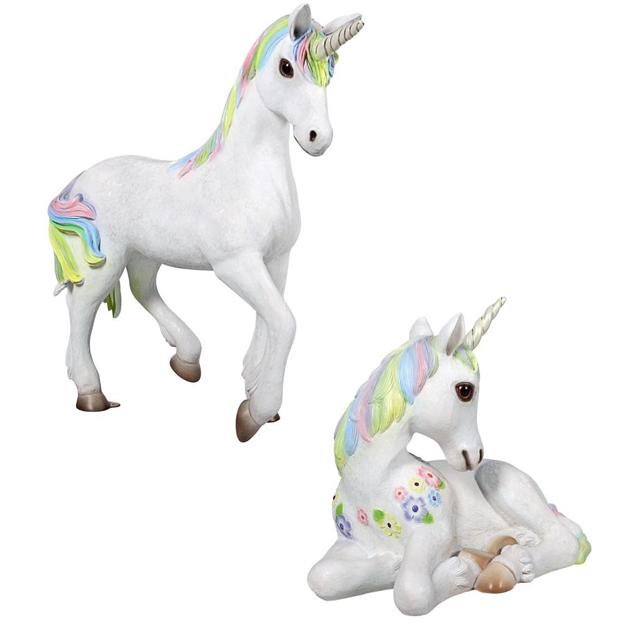 Shimmer and Sparkle the Magical Mystical Unicorn Statues