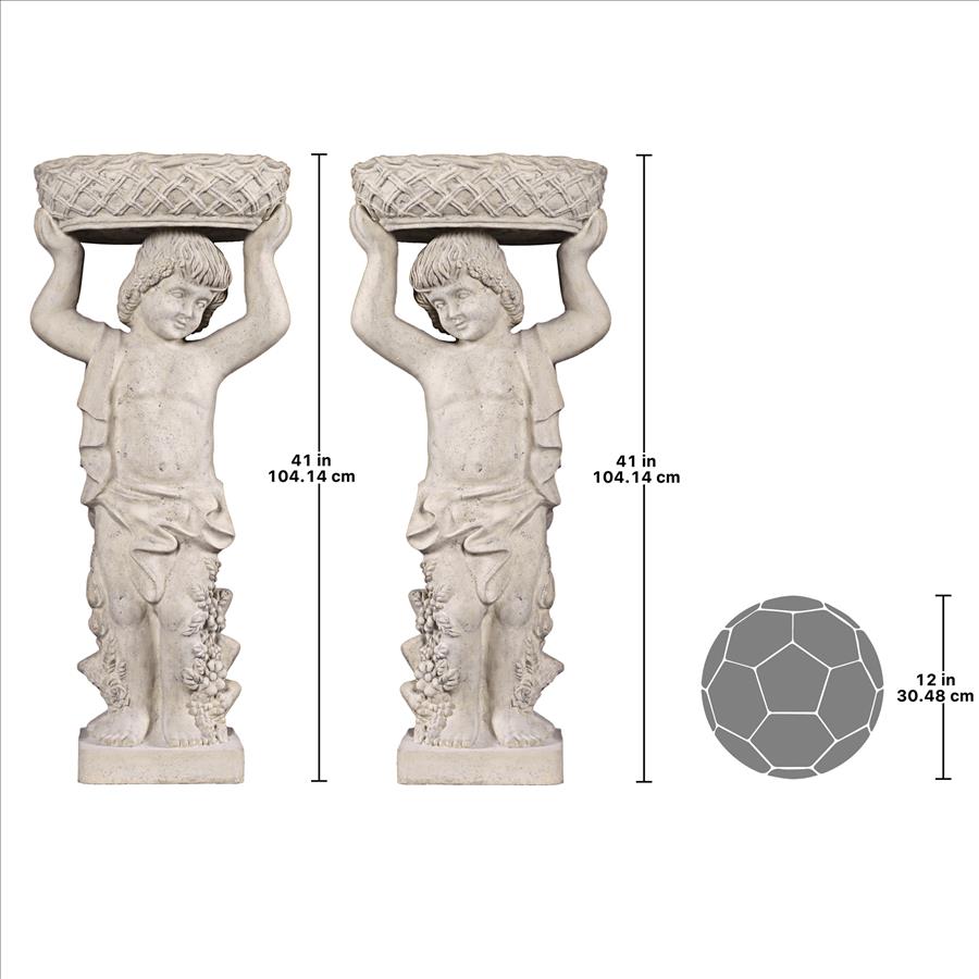 Young Bacchus with Basket Planters Garden Statues: Set of Two