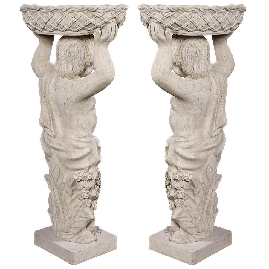 Young Bacchus with Basket Planters Garden Statues: Set of Two