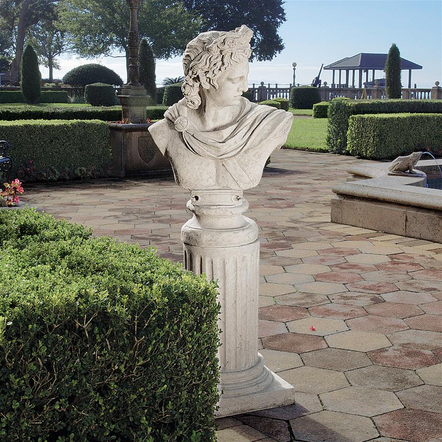 Apollo Belvedere Sculptural Bust on Roman Column Plinth