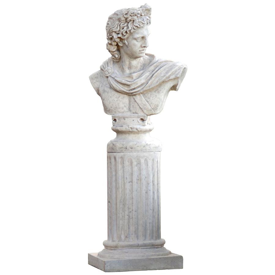 Apollo Belvedere Sculptural Bust on Roman Column Plinth