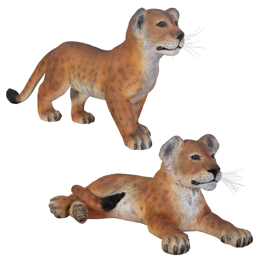 The Grande-Scale Lion Cub Statues: Set of Two