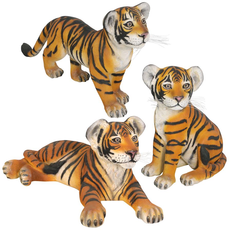 The Grand-Scale Tiger Cub Statues: Set of Three