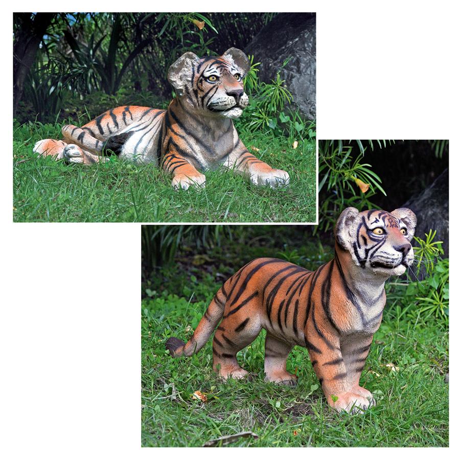 The Grand-Scale Tiger Cub Statues: Standing Cub & Lying Down Cub
