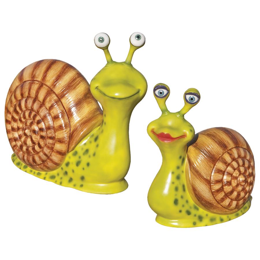 Madame & Monsieur Escargot, Enormous Garden Snail Statues: Set of Two